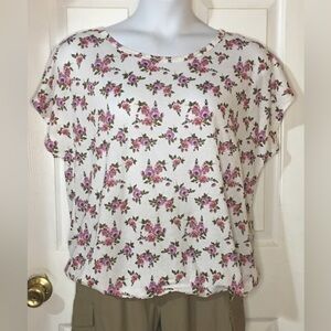 GEMSTONE Cap-sleeved Blouson Tee Top